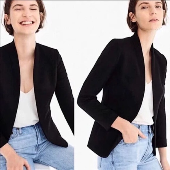 J. Crew Jackets & Blazers - J. Crew Womens Going Out Slim Fit Blazer Jacket Stretch Twill Open Front Blue 0P